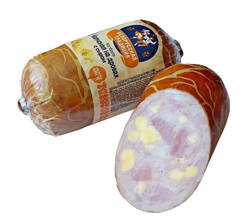 Колбаса "Копченая на дровах с сыром" 460г. Белорусская традиция