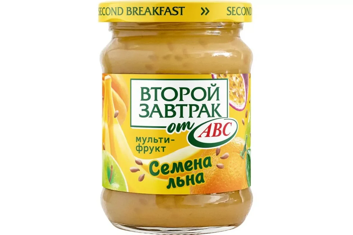 Миниатюра Пюре мультифрукт с семенами льна "Будь Здоров" АВС 250г